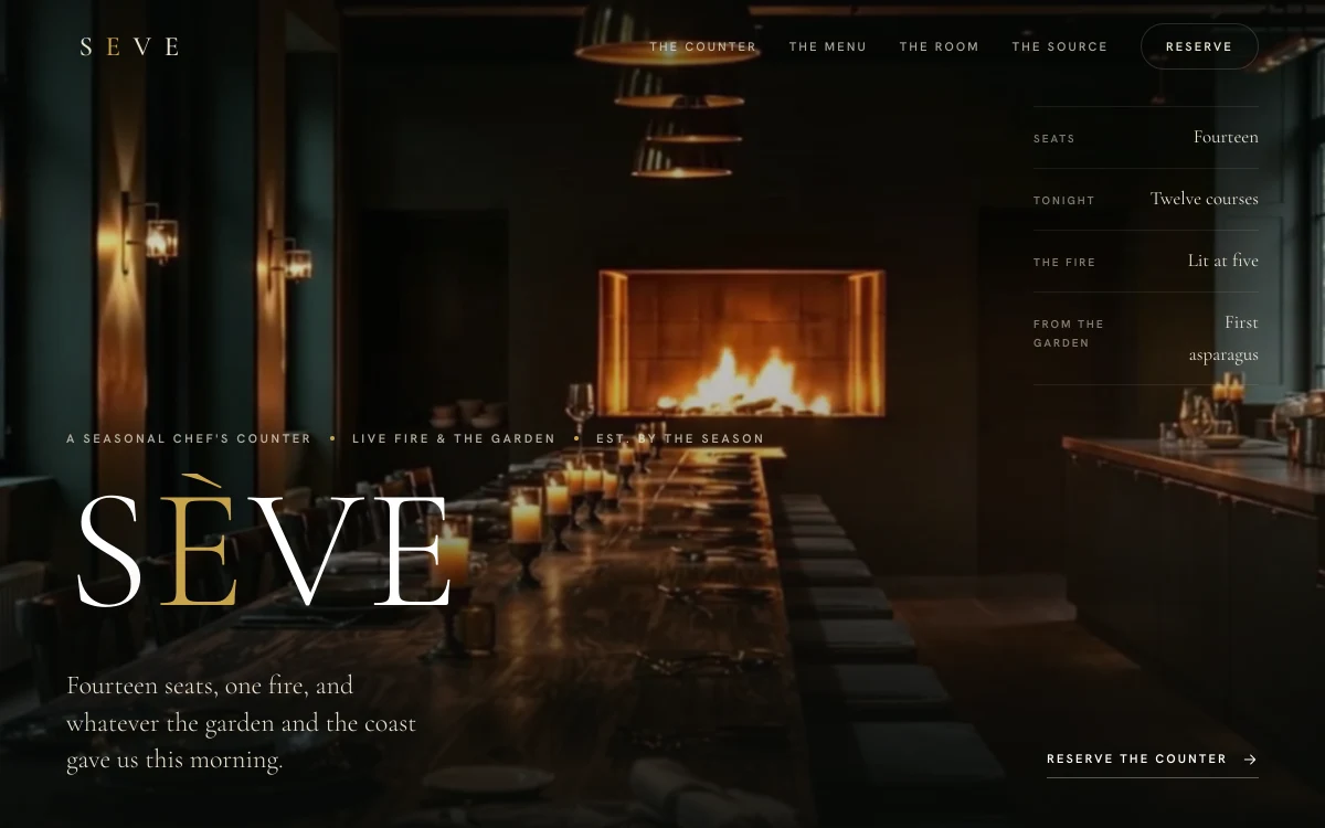 Seve website - restaurant & fine dining homepage